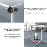 conference table,modern white office folding conference table 55"D x 21.6"W x 29.5"H The rounded table with wheels is convenient and fast, suitable for office, meeting room, and classroom use ( 6Pcs) Ptosziav