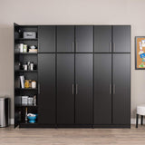 Prepac Elite Functional 6-Piece Garage Cabinets and Storage System Set D, Simplistic Garage Closet Shop Cabinets 16" D x 96" W x 89" H, Black, BRSX-1013-6M Prepac