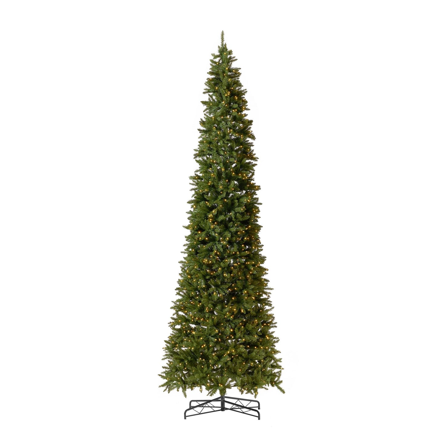 13ft. Artificial Slim Green Mountain Pine Christmas Tree with 1360 Warm White LED Lights and 3924 Bendable Branches