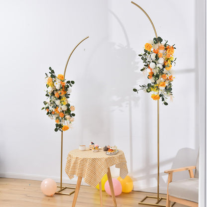 Wocadle Metal Arch Backdrop Stand Set of 2 Gold Curved Top Wedding Arch Frames,6Ft & 8Ft Balloon Arched Backdrop Stand for Ceremony Birthday Anniversary Bridal Baby Shower Floral Stand Decora - WoodArtSupply