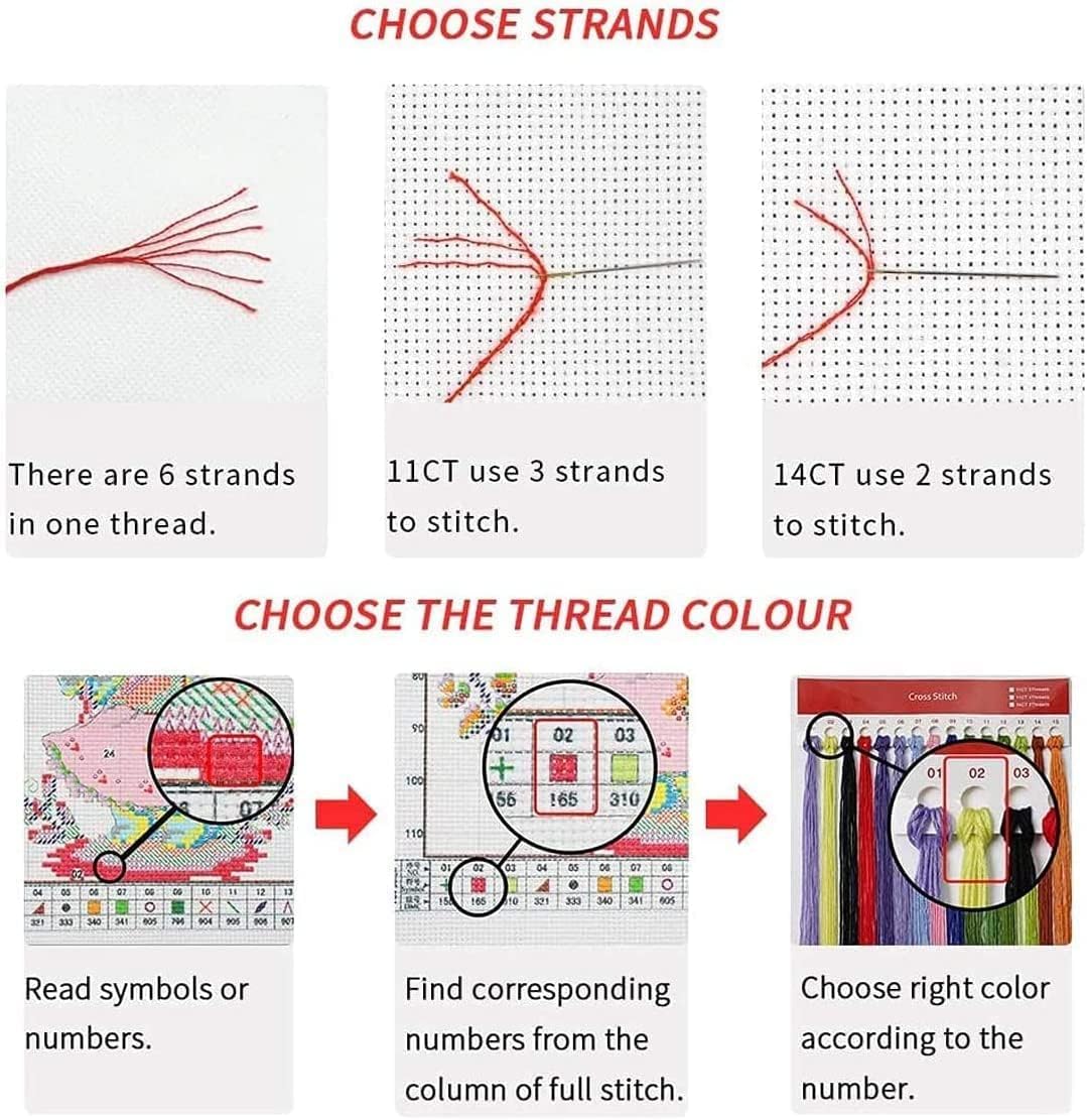 Book Stamped Cross Stitch Kits - Flower Counted Cross Stitch Kits for Beginners Adults Magical Book Needlepoint Cross-Stitch Patterns Dimensions Needlecrafts Embroidery Kits Arts and Crafts WUSARPLY