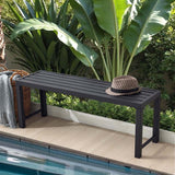 Black Outdoor Backless Bench for Garden, Set of 2, Metal Outdoor Bench Weatherproof, Patio Benches for Outdoors, Benches Seat for Backyard, Porch, Plant Stand and Holder Stabrech