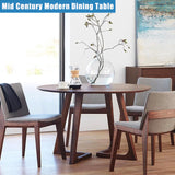 Mid Century Modern Dining Table,Farmhouse Round Dining Table,Solid Wood Kitchen & Dining Room Tables,Small Pedestal Desk Table Wooden Leisure Coffee Table for 2,4 People Lebolna