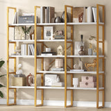 Jehiatek Gold Bookshelf 5 Tiers, Geometric Bookcase, 71"L x 71"H Tall Etagere Book Case, Sturdy Metal Frame, Freestanding Display Shelving Unit for Home, Office, Library Jehiatek