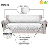 Easy-Going Reversible Couch Cover for 3 Cushion Couch Sofa Cover for Dogs Water Resistant Furniture Protector Cover with Foam Sticks Elastic Straps for Pet Cat (Sofa, White/White) Easy-Going