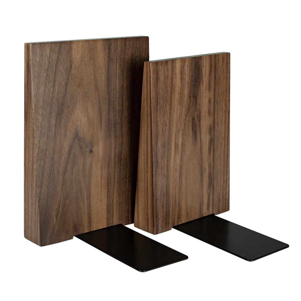 Luxdecor Wood Bookends Hold Heavy Books- Walnut Bookends for Office, Sturdy Bookends for Desk Non Skid, Decorative Walnut Wood Bookends Large, 2pack Triangle Wood Book Ends Luxdecor