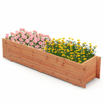 CLEEMAN Raised Garden Bed, Rectangle Wood Garden Planter with 2 Drainage Holes & Removable Bottom, Planter Box Outdoor for Fruit Vegetable Flower Herb, 44” x 11” x 10”