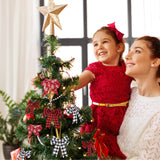 Boao 6 Rolls Christmas Wired Ribbons 2.5 Inch x 24 Yards Buffalo Red White Black Plaid Ribbons Vintage Truck Trees Glittered Snowflake Wired Edge Ribbon for Christmas DIY Wrapping Wedding Floral Craft Boao