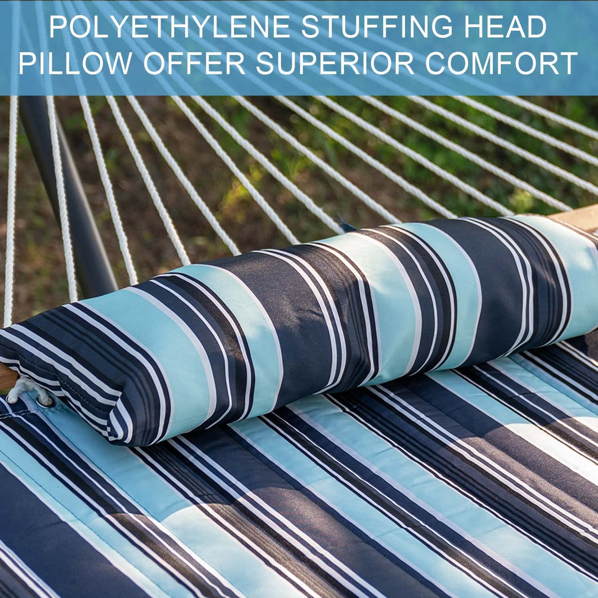 Lazy Daze Hammocks 12FT Quilted Fabric Hammock with Pillow, Double 2 Person Hammock with Spreader Bar for Outdoor Outside Patio Garden Yard Pool Beach QFH034 Lazy Daze Hammocks