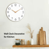 cicininc Wall Clock, White Wooden Silent Non-Ticking, Decorative Battery Operated Wall Clocks for Bedroom, Kitchen, Home, Living Room, Office, School, Hotel (8 Inch) cicininc
