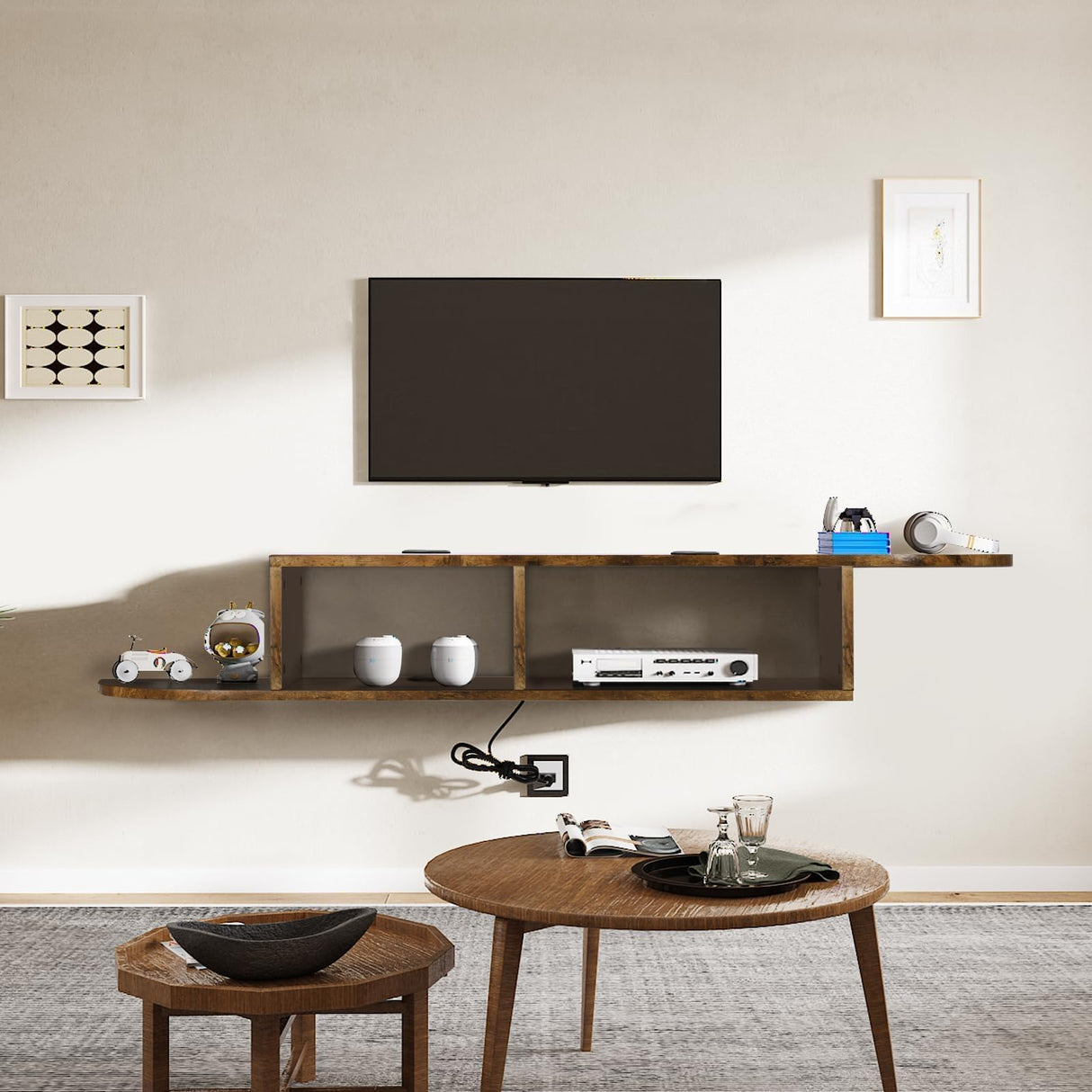 4 EVER WINNER Floating TV Stand, 55" Floating Entertainment Center with Storage, Floating TV Shelf Wall Shelf for Under TV, Living Room, Bedroom, Walnu 4 EVER WINNER