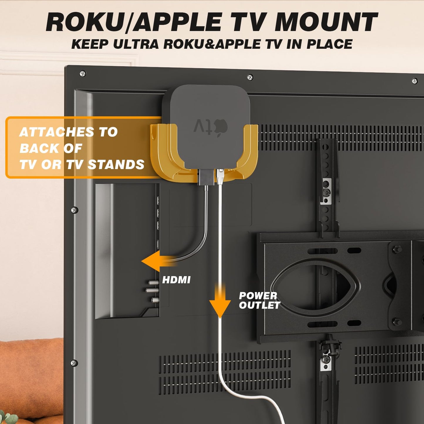 5Rcom Rolling TV Stand, Movable TV Stand with Apple TV/Roku Ultra Mount for 23-60 Inch TVs, Tilt/Height Adjustable Mobile TV Cart with Wheels Holds up to 88 lbs for Home Office, MAX VESA 400x400mm