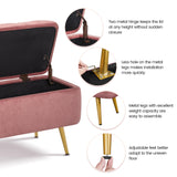 Yaheetech 42 Inches Ottoman with Floding Velvet Storage Bench Foot Stool for Living Room, Bedroom, Entryway Pink Yaheetech