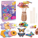 DIY Flower Craft Kits for Kids Ages 4-12 | Creative Arts and Crafts for Girls, Perfect Birthday & Holiday Gifts, Party Activities | Poke-in Art Supplies with 800+ Fabric Squares & Vase CACRTY