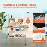 ynhunreth 46'' Dog Grooming Table for Large Dogs, Foldable Professional Grooming Table for Dogs at Home with Double Loops/Mesh Tray/Adjustable Arm, Capacity up to 330lbs, Black ynhunreth