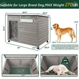 PetsCosset 43.3" L Dog House Outdoor for Large Breeds Dogs Anti Chewing Iron Frames Dog Kennel Wooden Pet Houses for Indoor Outdoor with Weatherproof Roof,6 Elevated Feet, Reinforced Bottom Support PetsCosset