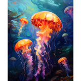 Tucocoo Jellyfish Paint by Numbers Kits 16x20inch Canvas DIY Digital Oil Painting for Adults with Brushes and Acrylic Pigment -Ocean Scenery Abstract Hand-Painted for Home Decor Gifts (Without Frame) Tucocoo