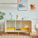 JanflyHome Litter Box Enclosure for 2 Cats - 42.5" Double Hidden Cat Litter Box Cabinet with Scratching Pad Large Space Indoor Pet House Crate Furniture Modern, Wood JanflyHome