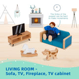 OOOK Wooden Dollhouse for Kids, Doll House with Simulated Luxury Furniture Set, Dollhouse Playset Gifts for Girls Toddlers (Including 4 Family Dolls OOOK