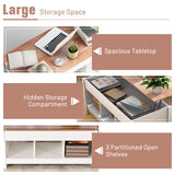 COSTWAY Lift Top Coffee Table, with Hidden Storage Compartment & 3 Open Shelves, Rectangular Cocktail Tea Table with Solid Wood Legs for Living Room Reception Room (White) COSTWAY