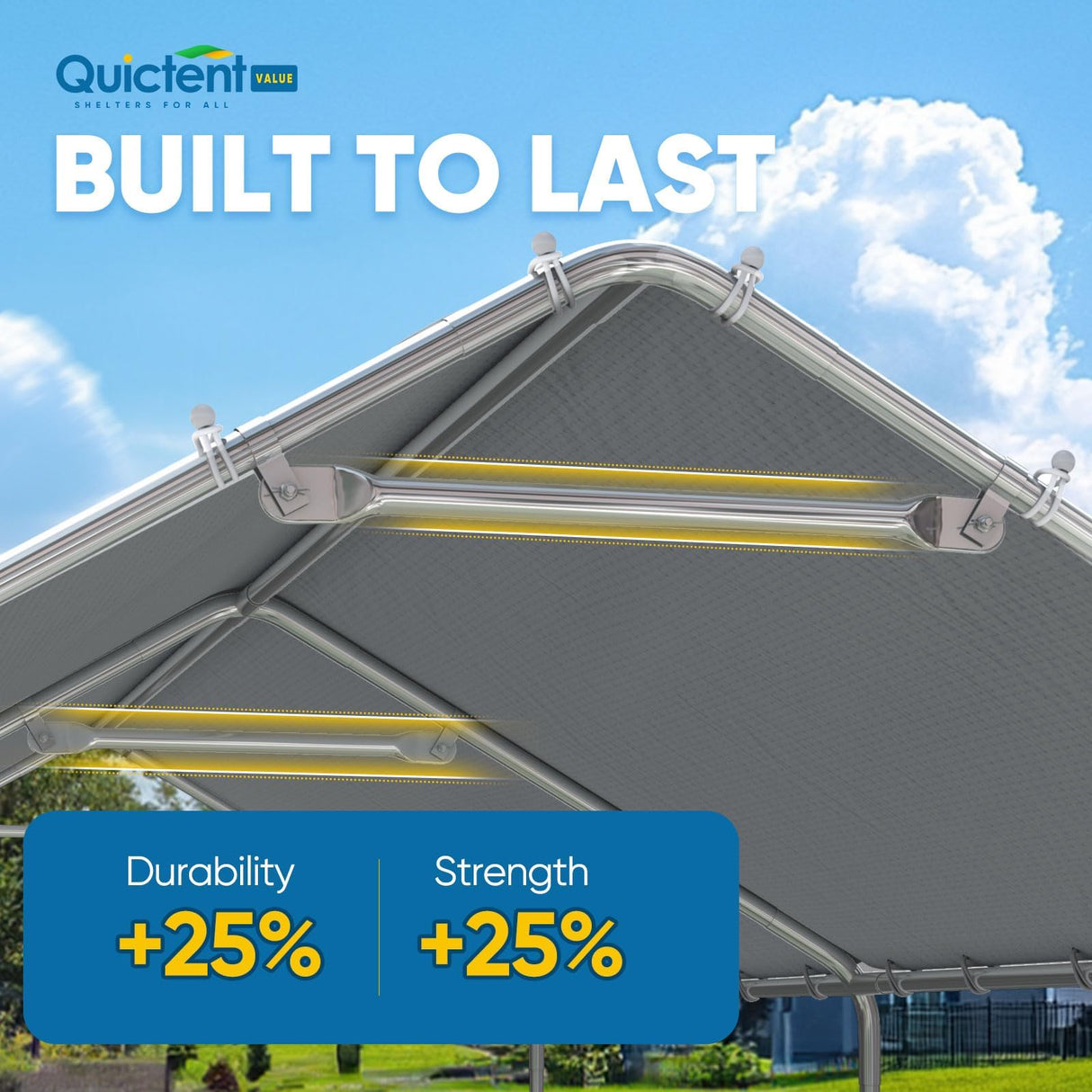 Quictent 10x20 ft Heavy Duty Carport Canopy Galvanized Car Tent Outdoor Garage Boat Shelter with Reinforced Structure, No Sidewall - Grey Quictent
