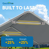 Quictent 10x20 ft Heavy Duty Carport Canopy Galvanized Car Tent Outdoor Garage Boat Shelter with Reinforced Structure, No Sidewall - Grey Quictent