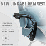 Dowinx Gaming Chair Fabric with Pocket Spring Cushion, Massage Game Chair Cloth with Headrest, Ergonomic Computer Chair with Footrest 290LBS, Blue and Grey Dowinx