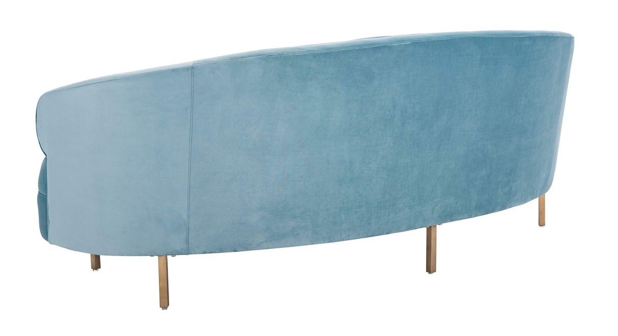 SAFAVIEH Couture Primrose Glam Light Blue Velvet Curved Sofa SAFAVIEH
