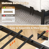 Zevemomo LED Twin Bed Frame with Charging Station, Twin Size Platform Bed with RGB LED Lights, 2 Tier Storage Headboard, Unique Heave Duty Metal Round Bar, No Box Spring Needed, Grey Zevemomo