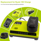Futurebatt Dual Charging Port P117 Quick Charger (Multi-Chemistry) for Ryobi 12V-18V ONE+ NiCd/NiMh/Lithium Tools Battery Charging Station fit P100 P102 P103 P105 P107 P108 P122 P189 P191 P197 Futurebatt