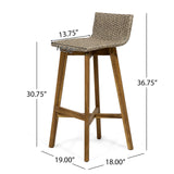 Christopher Knight Home La Brea Outdoor Acacia Wood and Wicker Barstools (Set of 4), Light Brown and Teak Christopher Knight Home