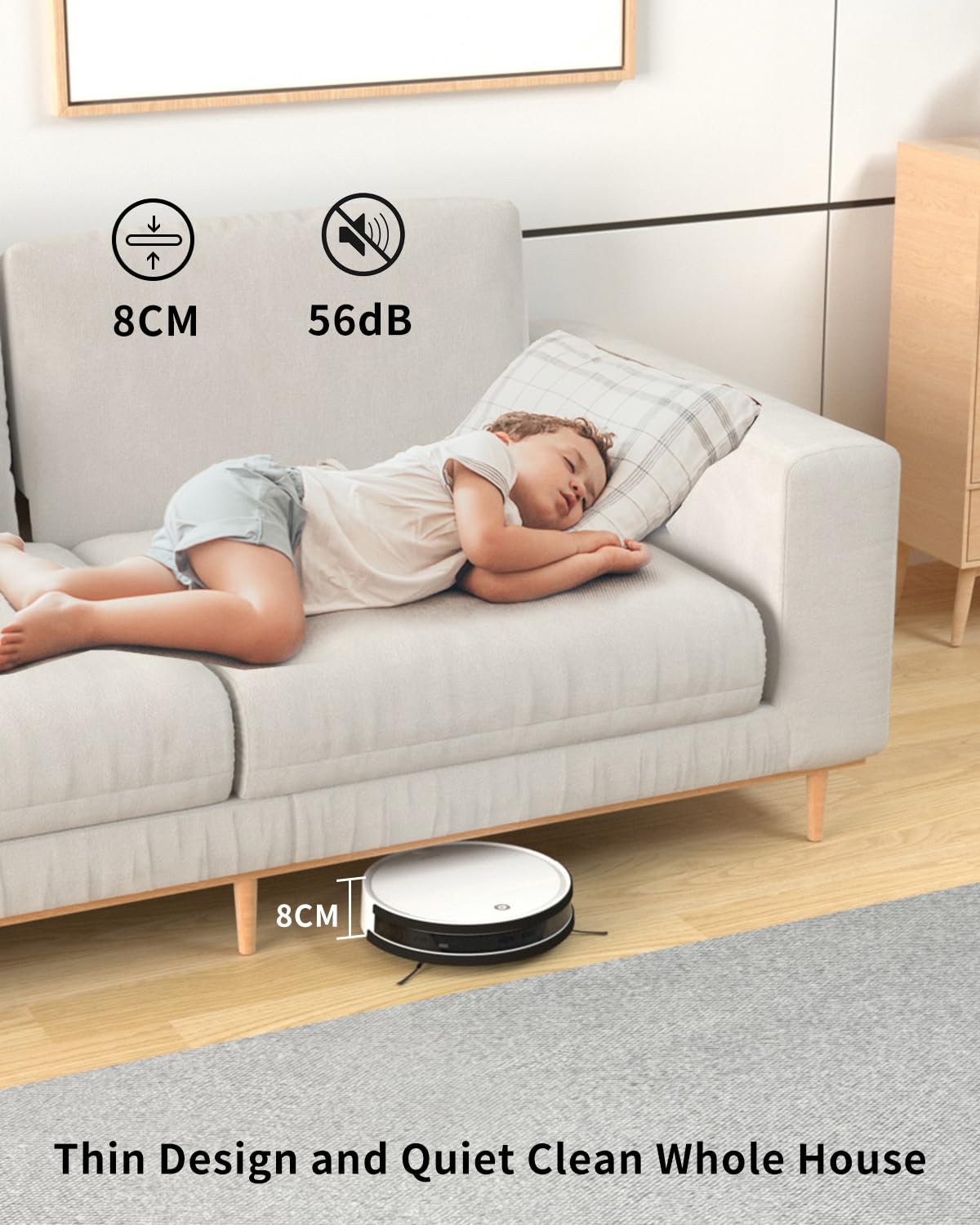 OKP Life K5 Robot Vacuum Cleaner, 120 Min Runtime, Robotic Vacuum Cleaner with WiFi/App/Alexa, Schedule Time, Self-Charging, Mini Design, Quiet, Ideal for Hard Floors, Pet Hair, Carpets OKP Life