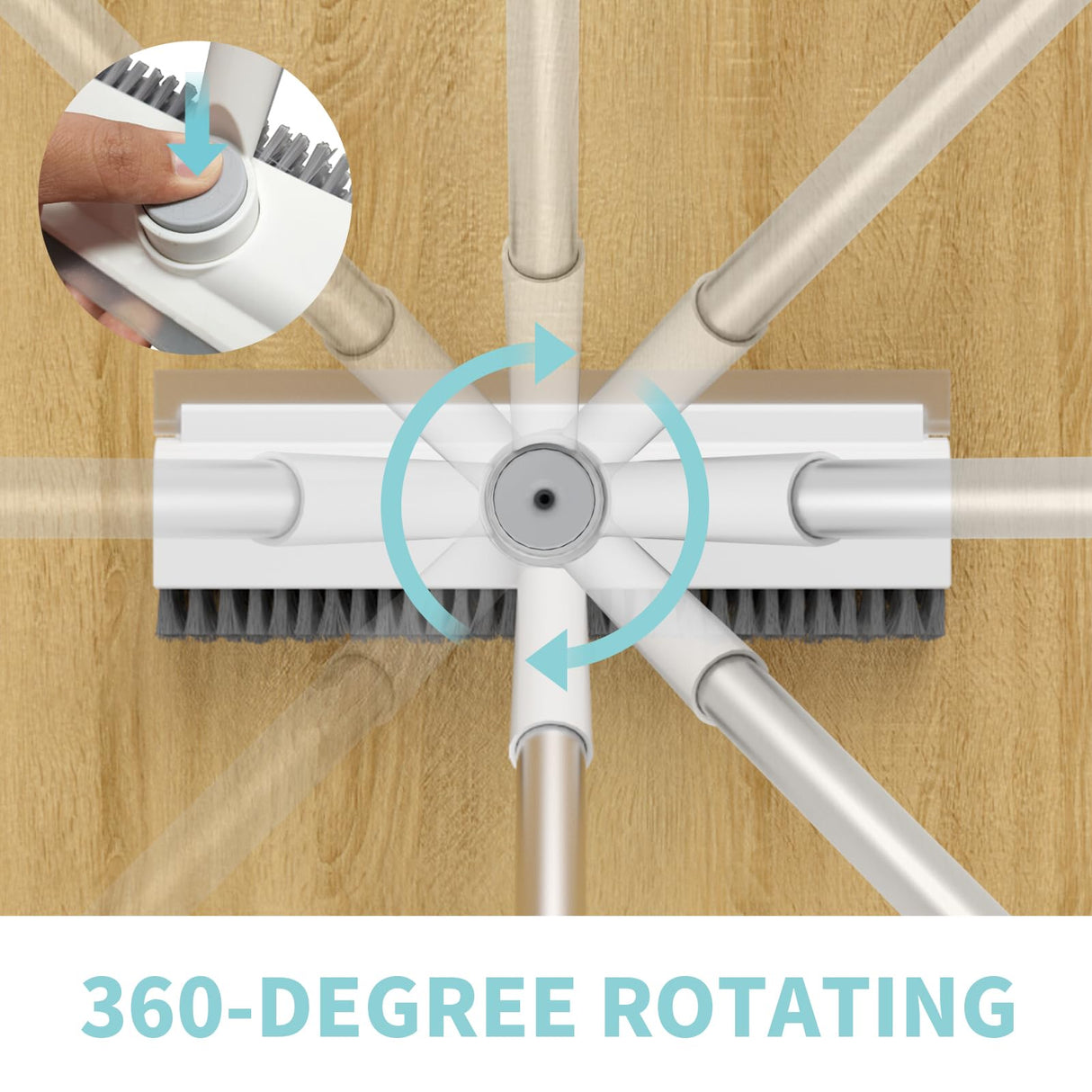 AIR U+ Floor Scrub Brush with Long Handle, 3 in 1 Scrape and Heavy-Duty Stiff Bristle Scrubber Brush for Cleaning Shower Bathroom, Patio, Garage, Kitchen, Wall and Deck AIR U+