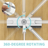 AIR U+ Floor Scrub Brush with Long Handle, 3 in 1 Scrape and Heavy-Duty Stiff Bristle Scrubber Brush for Cleaning Shower Bathroom, Patio, Garage, Kitchen, Wall and Deck AIR U+