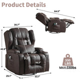 OQQOEE Power Recliner Chair,Electric Swivel Rocker Recliner,Glider Rocking Chairs Home Theater Seating with Massage Heat,Cup Holders,USB Ports for Living Room (Brown PU) OQQOEE