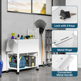 Mobile File Cart with Lock, Rolling File Cabinet Hanging Letter/Legal File Folders with Lockable Sliding Cover, White File Organizer on Wheels MIIIKO