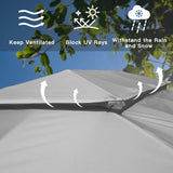 Domi 10'x14' Gazebo with Double Roof Soft Top, Patio Gazebo Canopy Tent, Upgraded 4’‘ Metal Frame for Deck Backyard Garden Lawns Gray domi outdoor living