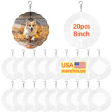 20 Pcs Sublimation Wind Spinner Blanks 8 Inch Bulk Aluminum Metal USA Warehouse Sublimation Blanks Product Outdoor Garden Decoration for Heat Press Transfer Sublimation Blank Wind Spinners DIY Gift LaiHiulaan
