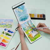 Lightwish Watercolor Journal, 100% Cotton Hot Press Art Supplies Watercolor Paper7.6” x 5.1”, 20 Sheets (140lb/300gsm), Acid-Free for Watercolors, Gouache, Acrylics LIGHTWISH