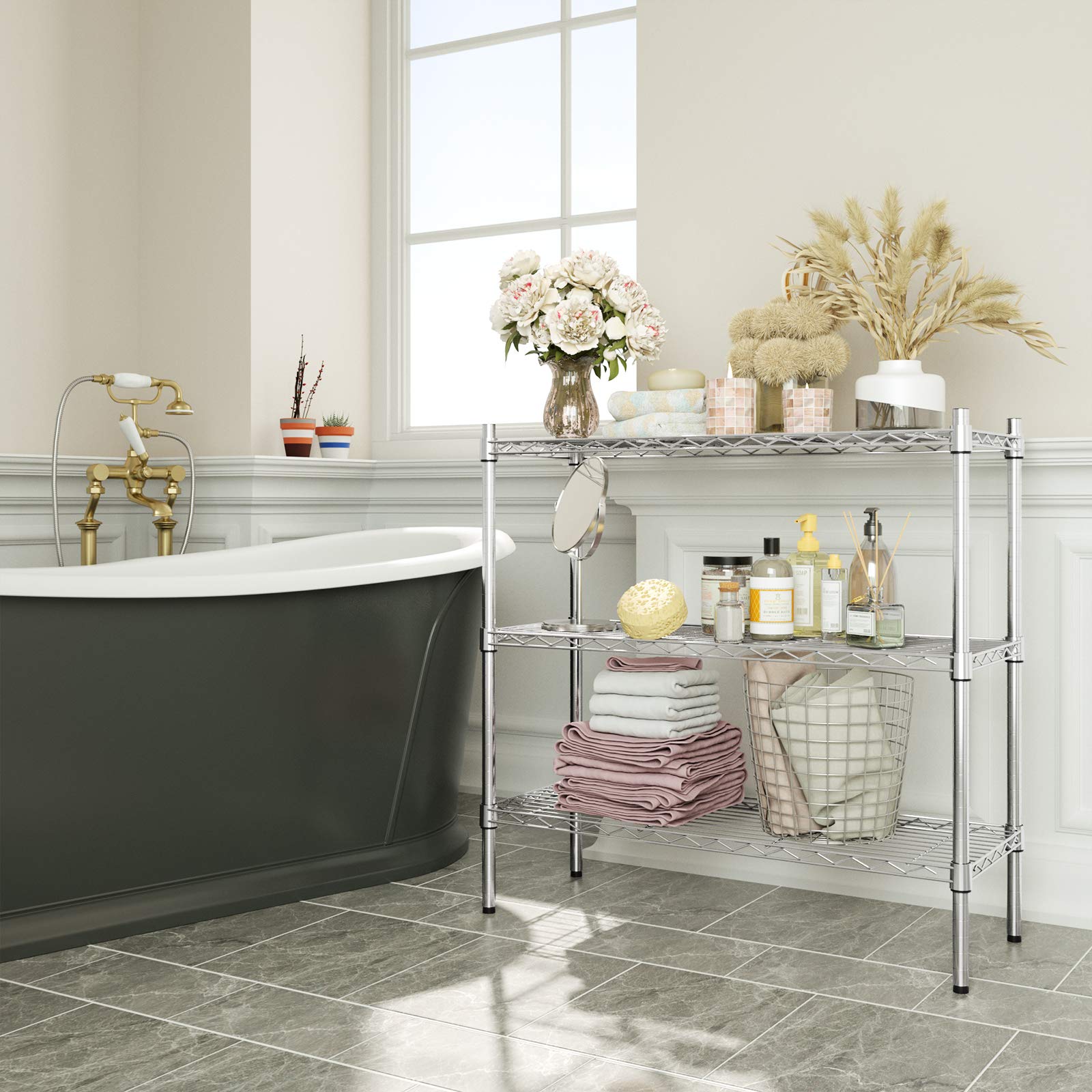 Auslar 3-Shelf Storage Wire Shelves Heavy Duty - Thumbnail 3