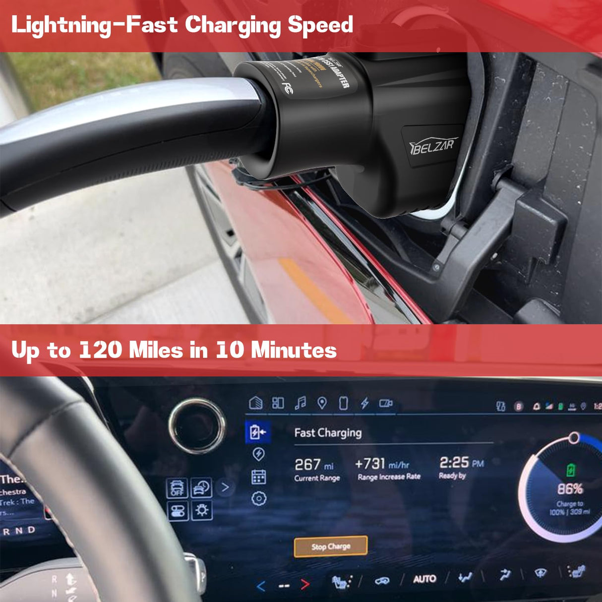 BELZAR Tesla Supercharger NACS to CCS Adapter - Max 500A / 1,000V, 250KW Fast Charging at Tesla Superchargers with NACS DC Adapter, Fit for Rivian Ford GM Volvo and Polestar EVs (CCS1 Port) BELZAR