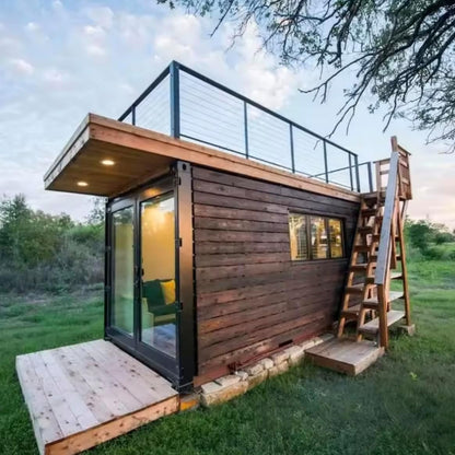 Prefab Hiking House, 20ft Container Home, Portable Mini Home with Deck, Outdoor Living Space for Couples, Suitable for Camping and Hiking 221" D x 144" W x 180" H (Hiking and Nature) w/Terrace