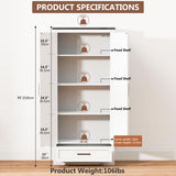 72" Tall Farmhouse Kitchen Pantry with Drawer and 4 Shelves, Large Wood Kitchen Storage Cabinets with 2 Barn Doors & Drawer, Versatile Storage for Dining Room, Bathroom, Antique White Brelley