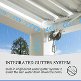 Domi Outdoor Louvered Pergola 10x16FT with Adjustable Steel Roof, Outdoor Aluminum Structure Rainproof Pergola for Backyard, Garden and Lawn,White domi outdoor living