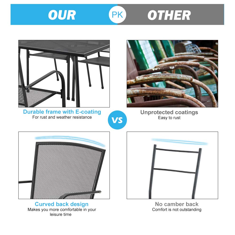 AECOJOY 5 Piece Outdoor Table and Chair, Patio Outdoor Dining Set with 1.73" Umbrella Hole, Patio Table and Chair Set of 4 for Garden,Bistro,Deck AECOJOY