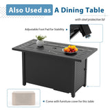 JOIVI 8 Pieces Patio Furniture Set with 45” Fire Pit Table, Outdoor Conversation Set with 50000 BTU Gas Fire Pit, Rattan Sectional Sofa Set with Storage Box for Garden, Backyard, Grey JOIVI