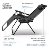 Nestl Zero Gravity Chairs Set of 2, Patio Lounge Chair Outdoor with Pillows & Cup Holder Trays, Adjustable Steel Mesh Reclining Camping Chair, Folding Patio Lawn Chair for Deck, Beach, Yard - Black Nestl