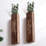 BOTOP Wood Wall Planter Indoor Wall Decor for Living Room Bedroom, 4 Pack Pocket Vases for Dried Flowers Faux Greenery Plants BOTOP