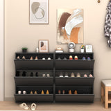 LUCYPAL Shoe Cabinet Storage for Entryway,Black Metal Shoe Cabinet with 3 Flip Drawers,Narrow Wall Shoe Storage Cabinet for Entryway,Hallway,Living Room,Require Assembly LUCYPAL