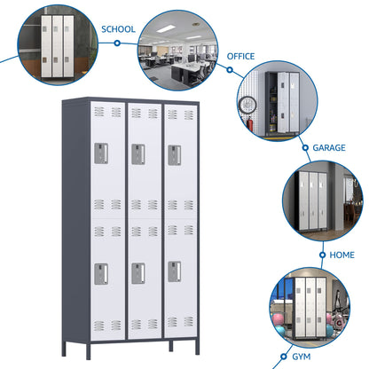 METAN Metal Locker for School Office Gym Bedroom,6 Doors Steel Storage Locker Cabinet for Employees,Industrial Storage Locker with 1 Shelves,Assembly Required,Gray+White… - WoodArtSupply